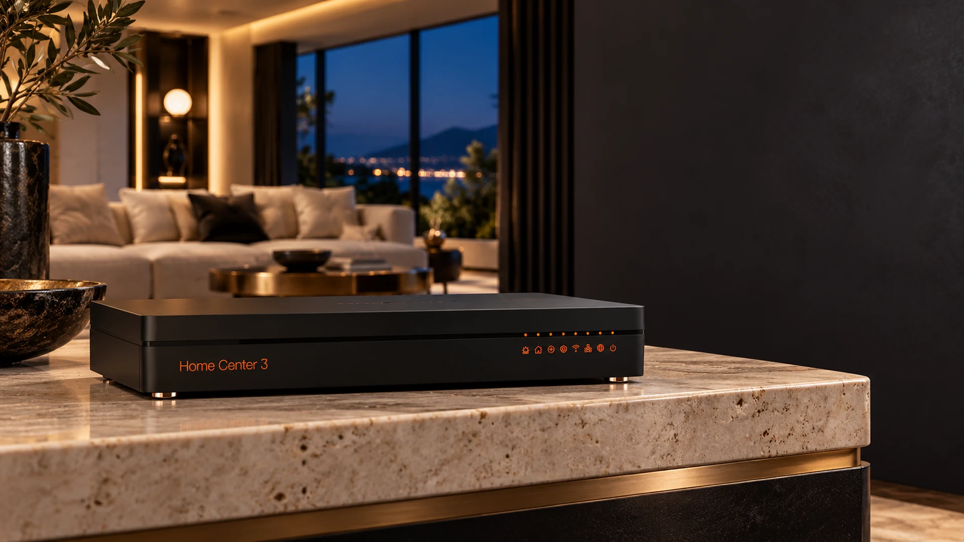 FIBARO Home Center 3 — illustrative product scene