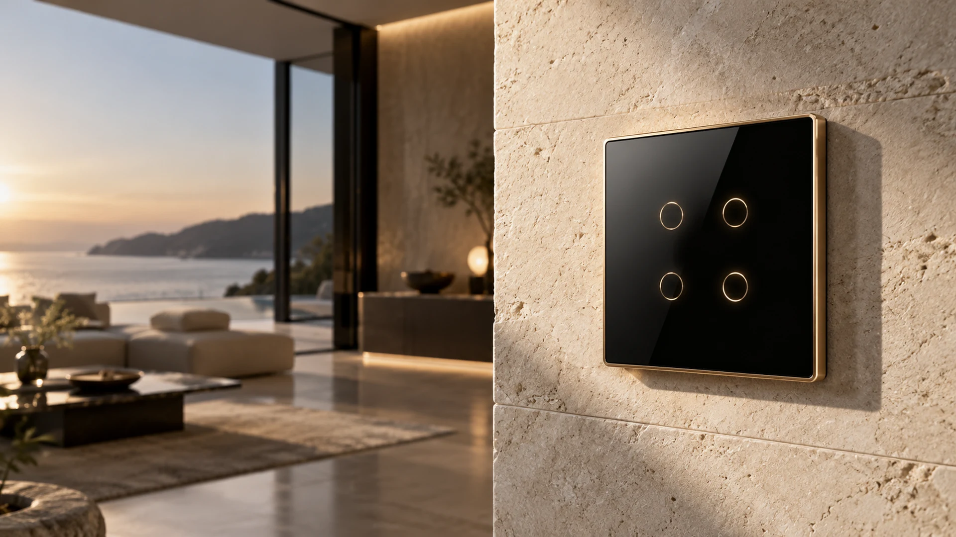 LUMI Glass touch switches — illustrative product scene