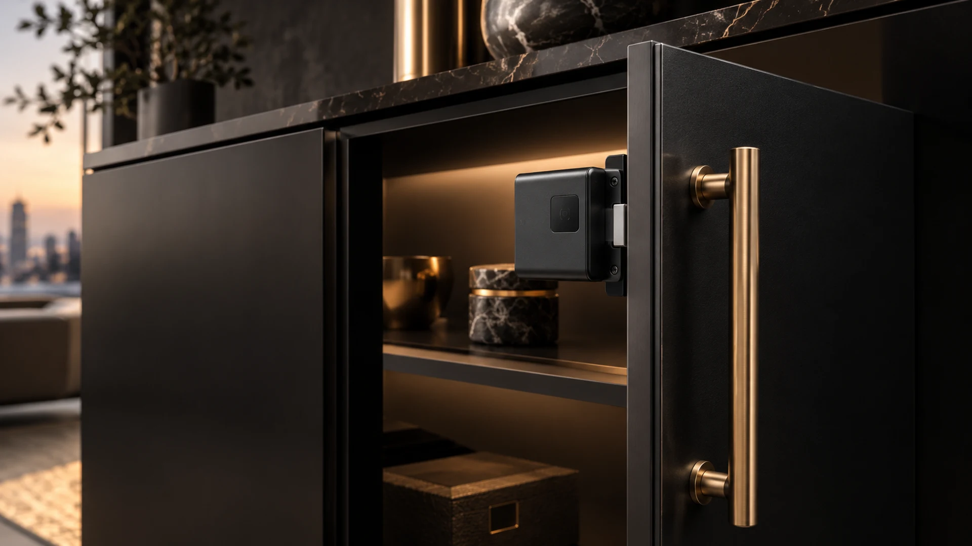 Qidots Keyless cabinet lock — illustrative product scene